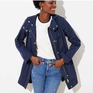 NWOT Loft  Navy Hooded Anorak Rain Jacket Sz M